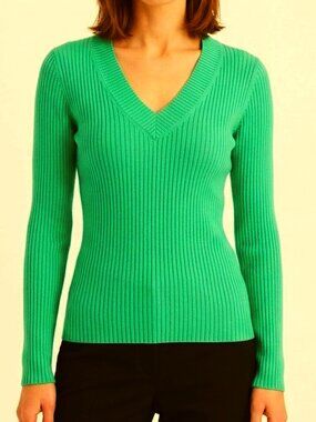 Togo/Hudson's Bay Ribbed Cotton V Neck Sweater- Sz. XS